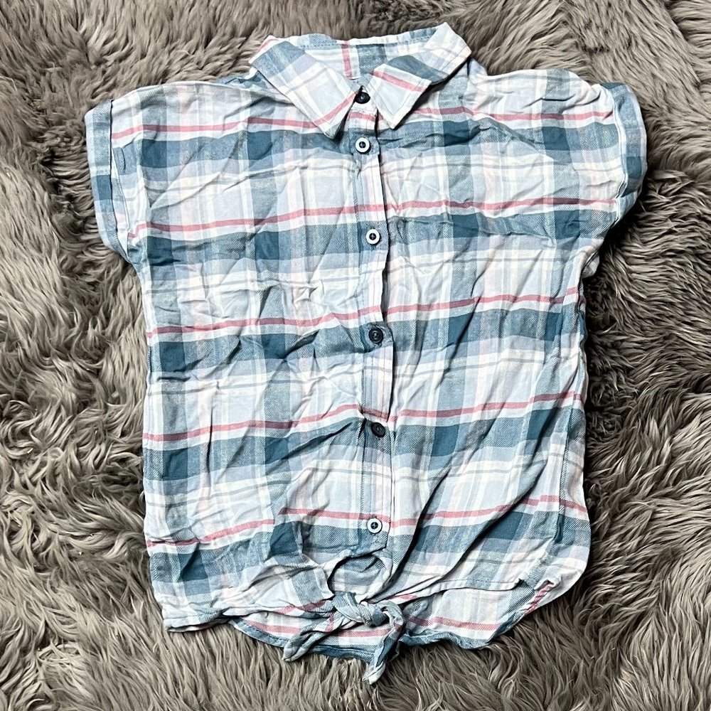 Roebuck & Co. | Girl's Woven Top | Blue & Pink Plaid | Various Sizes